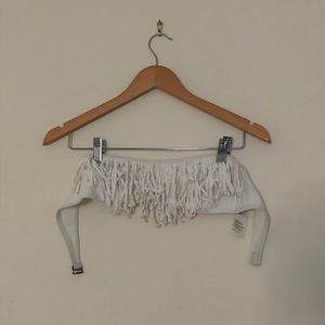 Strapless White Fringe Hollister Bikini Top Size M